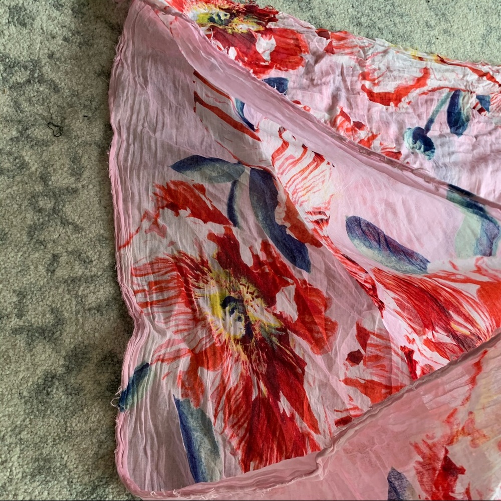 Pink Floral Rectangular Scarf - Picture 3 of 3